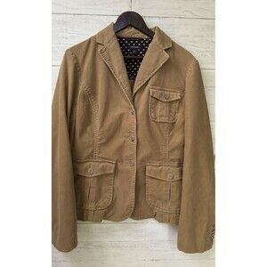 Lands End Women Corduroy Blazer Size 10 Tan  Pockets Academia Preppy